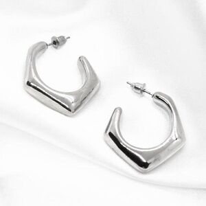 Geometric Silver Hoop Earrings